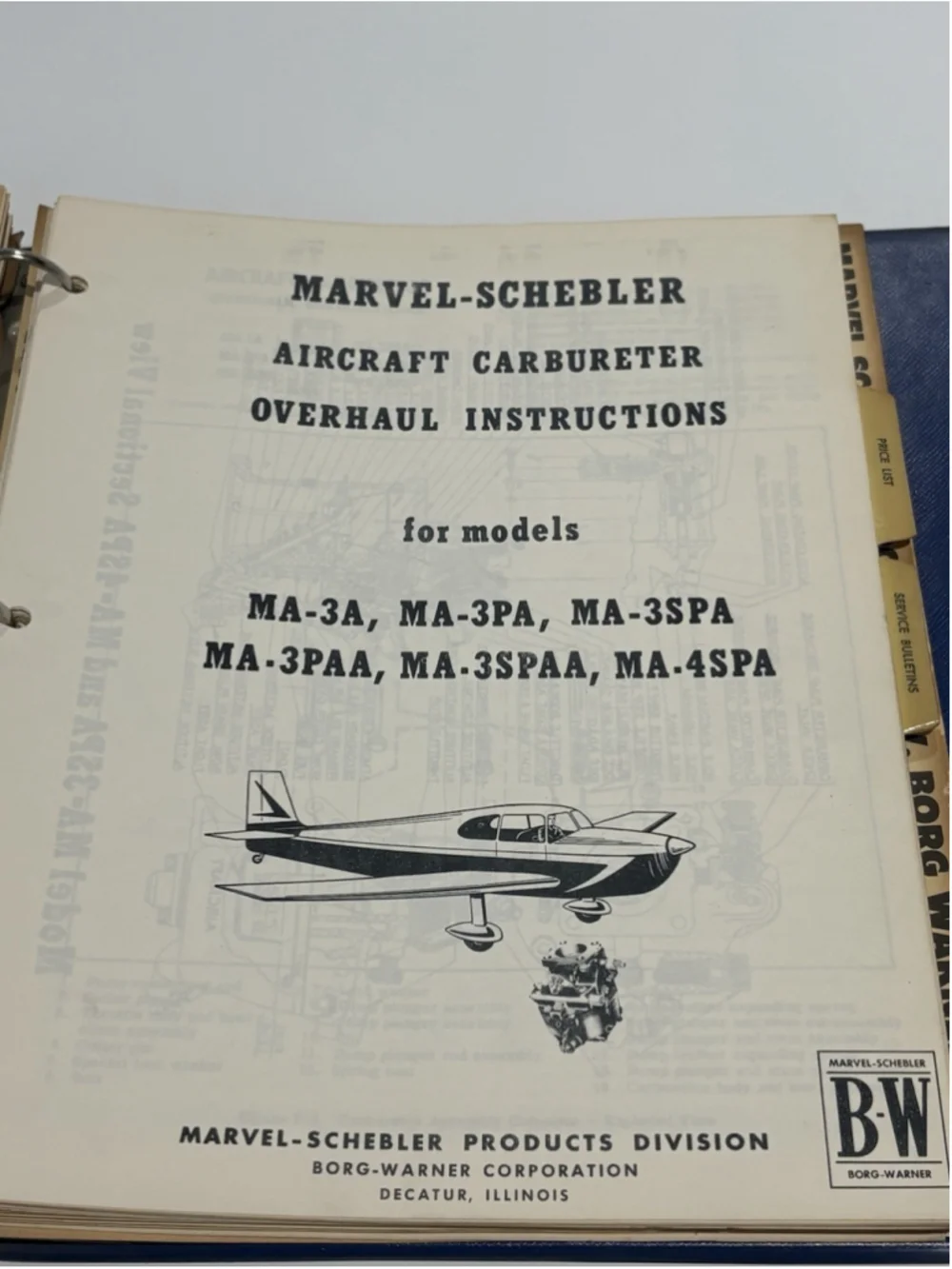 Marvel-Schebler Aircraft Carburetor Parts Manual MA-4-5 Continental Lycoming